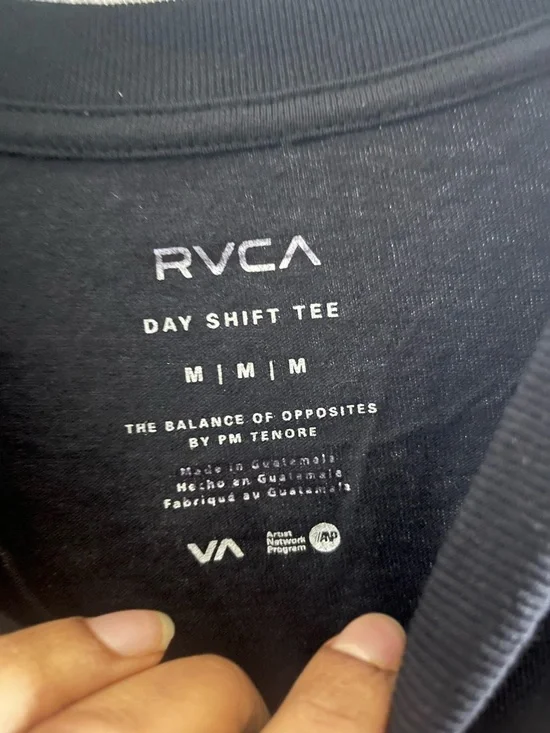 RVCA Black Long-Sleeve Graphic Tee with White Sleeve Motifs - Picture 5 of 8